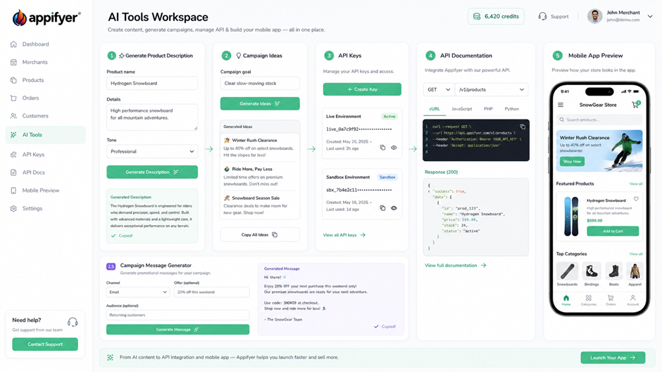 Appifyer AI Tools workspace
